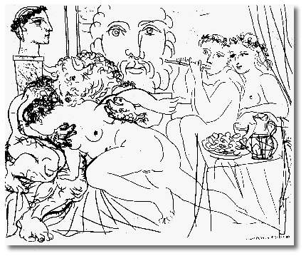 Pablo Picasso Painting Minotaur Caressing A Woman